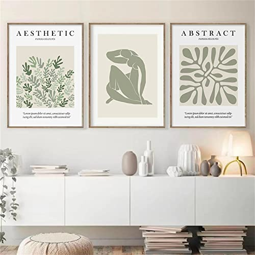 Herfair Premium Poster Set, 3er Poster Set Abstrakt Matisse Modern Wandbilder, Ohne Rahmen Aesthetic Kunstposter, Einfachheit Wanddeko Bilder Schlafzimmer (50x70cm)