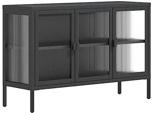 vidaXL Sideboard Schwarz 105x35x70 cm Glas und Stahl