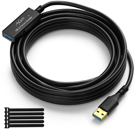 Mygatti 5 m USB 3.0 Aktiv Verlängerungskabel,5Gbps USB Stecker auf Buchse Kabel mit 1 Signalverstärker,USB A Repeater Cable,männlich zu weiblich,Kompatibel mit PC Computer Drucker Scanner