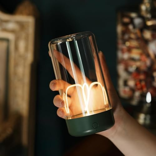 AUGE LIGHT Mini Minimalist Table Lamp Cordless Lamp Rechargeable Table Lamp Portable Nightstand Lamps Desk Lamps for Home Office Unique Ambient Light Mood Lighting for Desk Decor Beside(Dark Green)
