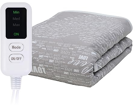 EcoSapiens Värmefilt 150 x 180 cm, 100 % bomull, elektriskt täcke med 3 uppvärmningslägen automatisk avstängning timerfjärrkontroll, överkast sängstorleksuppvärmning överkast snabb uppvärmning
