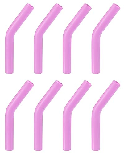 sourcing map 8pcs Silicone Paille Conseils, Silicone Paille Coudes Pointe, Doux Réutilisable Métal Paille Couvertures pour 6mm/0.24 OD Inox Acier Pailles, Lumière Violet