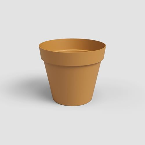 Artevasi Capri Pot, Pot de Fleurs en Plastique, 40cm, Couleur Jaune Miel