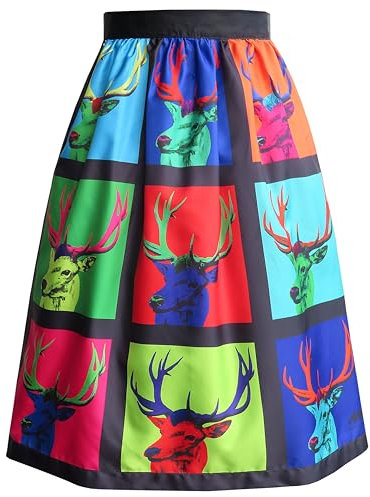 Alexandra Maxa Dirndl-förkläde – design POP ART HIRSK – modernt kostymtillbehör som blickfångare för oktoberfest, Wiesn, Flerfärgad, Midi - ca. 69cm Länge