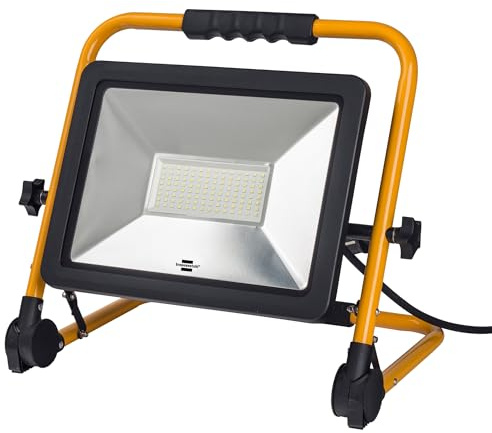 Faretto Led Portatile da Cantiere Brennenstuhl,Ideale per Lavori Esterni in Cantiere, Officina e Garage, Telaio in Acciaio Solido e Robusto, Protezione IP65 - Cavo 5m, 148W, 12800lm
