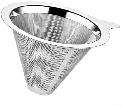 Filtre à café, 800 mailles en acier inoxydable pour verser sur cône de café compte-gouttes, filtre à thé, entonnoir L (S)