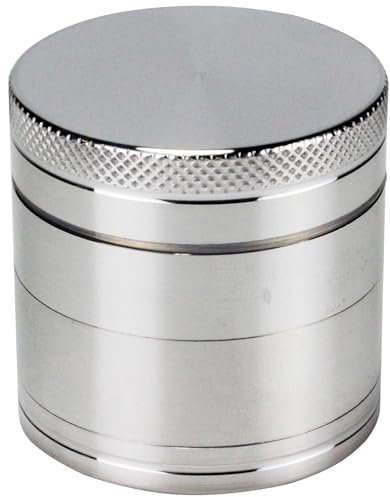 Evergreen Labs grinder metálico, molinillo de especias y condimentos, 100% de aluminio, plateado, 40mm con pantalla