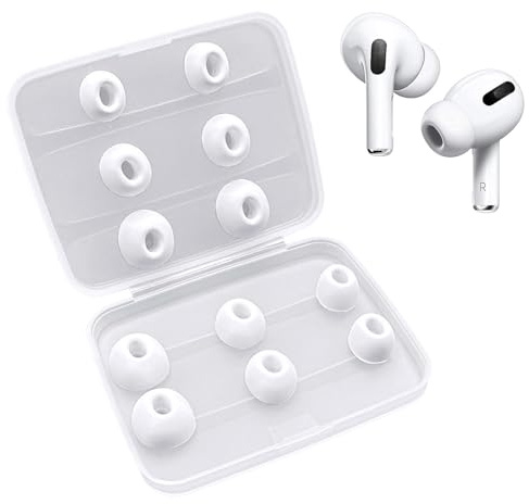 Ersatz-Ohrstöpsel für AirPods Pro/AirPods Pro 2, Silikon-Ohrstöpsel mit Rauschunterdrückungsloch, Silikon-Ohrstöpsel mit tragbarer Aufbewahrungsbox und passen in die Ladehülle (S/M/L, 6 Paar)