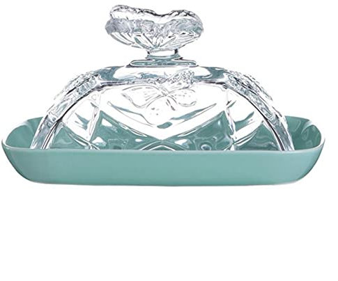 Cloche à Beurre Beurrier boîte conteneur Fromage Pain Plateau de Stockage avec Couvercle en Verre en céramique Beurre Fromage Plat boîte conteneur Cuisine Vaisselle Bol à Beurre (Color : Green, Size