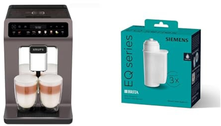 Krups Cafetera Evidence One totalmente automática con manguera para leche, 12 bebidas y filtro de agua Siemens BRITA Intenza TZ70033A, reduce el contenido de cal del agua