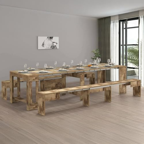 Dmora - Ensemble Table et chaises Eric, Composition Polyvalente, Ensemble avec Console et 2 bancs Extensibles, 100% Made in Italy, 66x25h45 cm, Érable