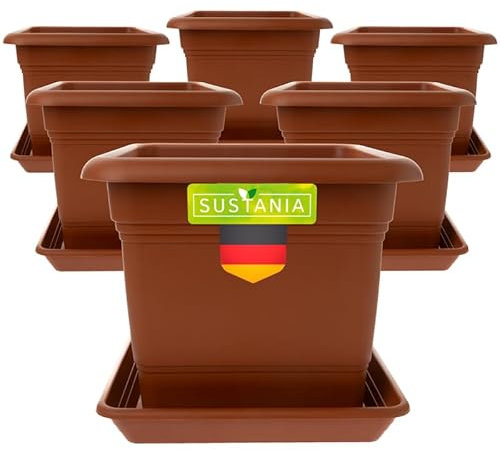 LIVINJA Terracotta Pflanzkübel GroÃŸ AuÃŸen 6er Set - 40x40 Robuster Blumentopf, GroÃŸer Blumenkasten, Ãœbertopf Terracotta, Hoher Pflanzentopf für Garten & Terrasse