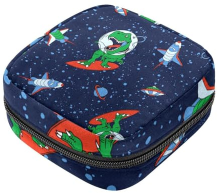 Damenbinden Aufbewahrungsbeutel für Frauen, große Kapazität, Menstruationspad-Tasche, Dinosaurier im Weltraum, Menstruationstaschen, Tampon-Sammelhalter, Geldbörse