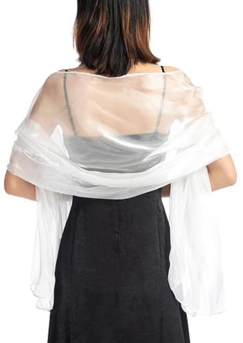 Scialle Stola Donna Chiffon Coprispalle Sciarpa Estivo Stola Scialle Donna Mantella Coprispalle Bianco
