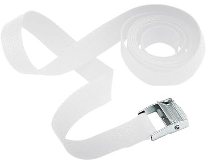 WedDecor Adjustable Cargo Tie Down Cam Buckle Straps For Heavy Duty Tensioning With Quick Release Ratchet For Motorcycle, Cargo, Truck, Trailers, And Luggage, 5m x 25mm, White
