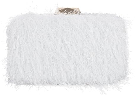 SUKUTU Borsa da Sera in Piuma per le Donne a Tracolla Scatola Borsa a mano con Nappina Catena per Matrimonio e festa