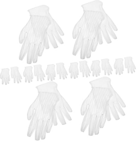 BEAUTRIO Banketthandschuhe, 10 Paar, silberne Inspektionshandschuhe, feuchtigkeitsspendende, dicke Arbeitshandschuhe aus weißem Stoff, praktische Handschuhe, Schutzuhr
