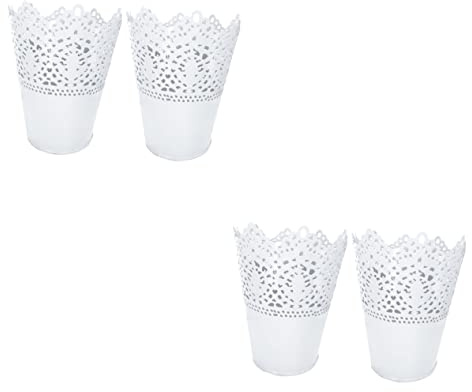RORPOIR 4 Pcs Tin Bucket Pot Dried Bouquet Wedding Decor Vintage Planter Decorative Jug Pot Rustic Vase Milk Jug Vase Arrangement Vase Iron White