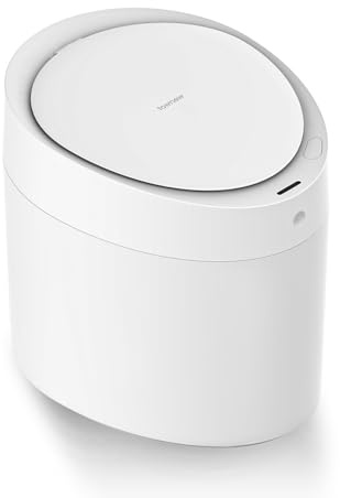 TOWNEW T AIR ONE Smart Trash Can, 2.6 Gallon Automatic Garbage Can with Self-Sealing and Self-Changing, Motion Sense Activated Rechargeable Trashcan for Living Room Bedroom Workshop Kitchen, White
