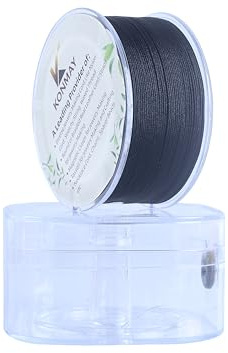 KONMAY 0.6mm Nylonschnur für Armbänder mit Organizer-Box, 175 Meters Schwarz Nylonfaden Satinschnur für Schmuck, Makramee, Kumihimo, Perlenarbeiten, Chinesische Knoten & Handwerk