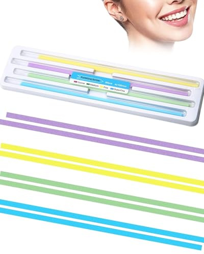 BNREOZA 1 Scatola di strisce di carta vetrata dentale, carta vetrata dentale per la lucidatura dei denti lucidatura contorno Kit di strumenti resistente pulizia profonda igiene orale (60 pezzi)