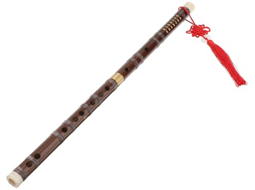 Handgefertigte Bambusflöte, Zweigeteilt, Chinesisches Musikinstrument | Anfänger, mit Chinesischem Knoten, Handgeschnitzt, Geeignet für Party und Heimdekoration Zufällige Farbe Zufälliger Stil