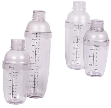 Alipis 4piezas Cocteleras De Plástico Con Transparente Mezclador De Vino Para Cócteles Colador Incorporado