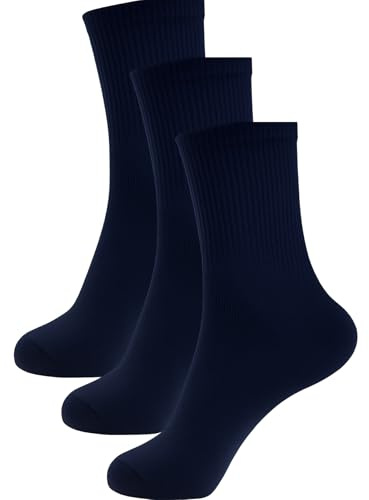 A2Z 4 barn, pojkar, sportsockor, slitstarka atletiska strumpor med bomullspolyester - Socks AZ198 Navy 3 Pack 3-6