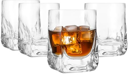 Chabrias Ltd 4 Pack Premium Luxury Ice Cube Drinking Spirits Glass Tumbler Heavy Base 330ml, Whisky, Rum, Gin, Spirits, Cocktails, Bourbon, Rocks, Liquor, Parties, Old Fashioned, Vintage