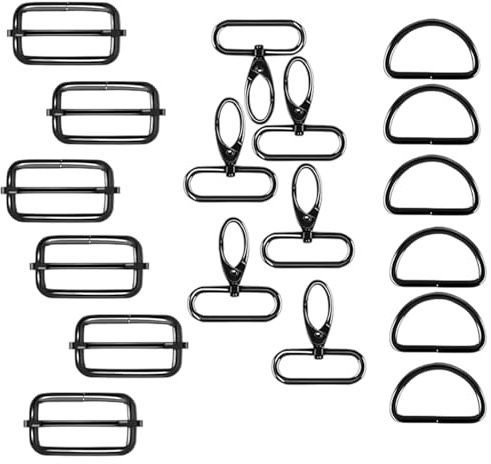 Ceeyoll 18 Piezas Accesorios para Costura,Hebillas Metálicas Costura 38mm,Hebilla Bolso con Gancho Giratorio,Mosquetones Para Bolsos Juego de Metal para Bolsos, Arneses y Llaveros.