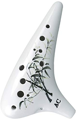 Töpferflöten. Ton-Okarina 12-Loch Alto C for Anfänger,(White B)