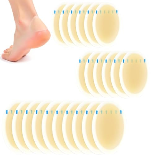 22Pcs Blister Plasters for Feet,Hydrocolloid Gel Adhesive Blister Bandages Pads, Waterproof Cushion Guard Pads for Heel, Foot, Toe, Feet, Blister Cushion for Prevention & Recovery