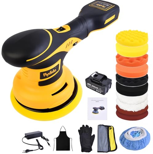 Polishing - Pulidora inalámbrica para coche, batería con 1 pieza de 20 V 4000 mAh, 6 velocidades variables, 2500 – 5000 rpm, juego de pulido de 20 piezas para el cuidado detallado del coche y