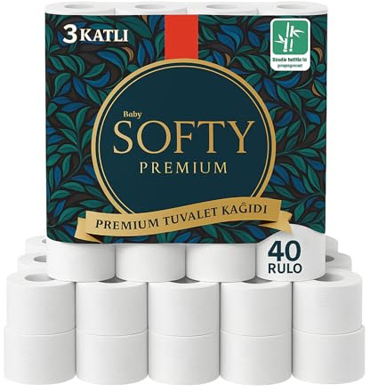 Softy 3-PlyBulk Buy Toilet Paper Roll – Soft & Strong Bathroom Tissue Rolls Flushable, Biodegradable & Septic Safe Ultra Soft, Absorbent Toilet Roll Multipack for Commercial Use (40Roll)