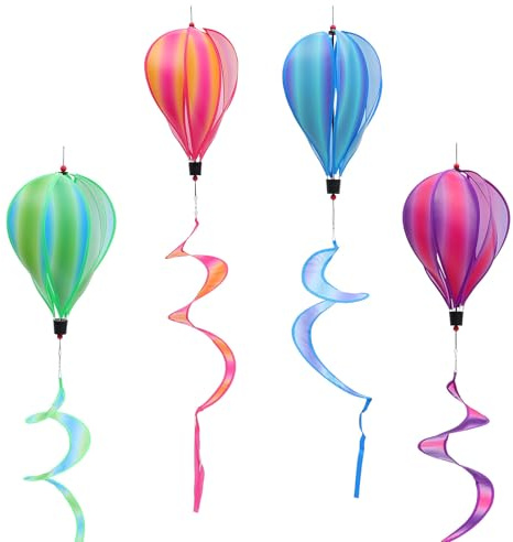 Regenbogen Stoffwindspiele 4 Stück aus Stoff für Garten und Party | Ballon Windspiele, Dekorative Hängedeko, Leicht Tragbar, Wirkung, Passende Wahl für Außenbereich und Feier