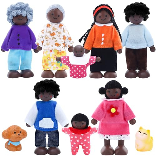 ONEST Set di 10 statuine in legno per casa delle bambole e famiglia, per casa delle bambole, per la casa delle bambole, accessori per far finta casa delle bambole