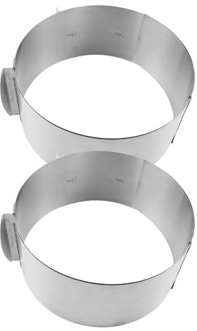 SHINEOFI Lot de 2 Cercles à Pâtisserie Extensibles en Acier Inoxydable Réglables de 15 à 30 CM Moules Ronds pour Mousse Tarte et Dessert Bords Lisses Sécurisés Cuisson Pâtisserie