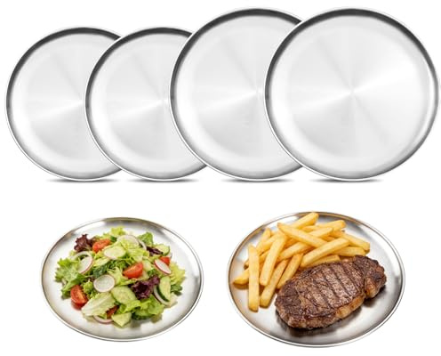 WATUNID 4 Pcs 20, 30cm Stainless Steel Dinner Plates Set, Dishwasher Safe