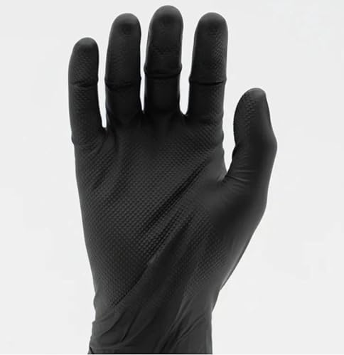 WORKWEAR NORTH Orange Gloves Nitrile Disposable Diamond Grip Gloves,Strong Heavy Duty | Powder & Latex Free | Car Mechanics