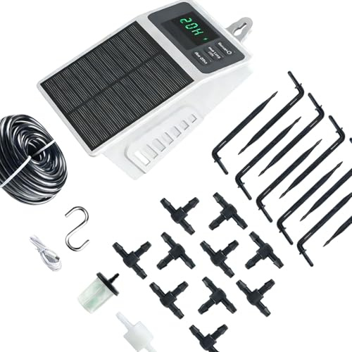 HVRFJXI Structure d'arrosage automatique IPX5 étanche pour plantes - Flux solaire haute efficacité - 630 ml par moment - Programme modifiable - Utilisation du jardin - USB CREATE - Arroseur de plantes