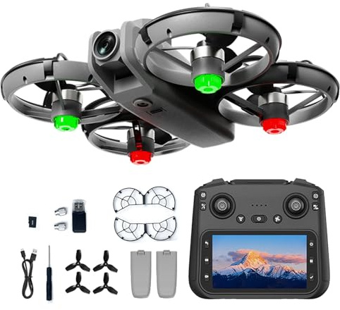 QQCHGOL Drone Quadricoptère ≤129g Caméra 2K | Écran 5 & Contrôle APP, 30min Vol, Décollage/Retour Auto, Évitement d'obstacles 360°, 2 Batteries pour Adultes et Débutants
