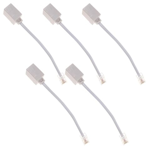 Veemoon 5 Pezzi Adattatore Telefonico Analogico Rj45 a Rj11 8p4c a 6p4c, Set da Connettori per Cavi Ethernet e Telefono, Compatibile per Estensione Rete e Uso Domestico e Ufficio