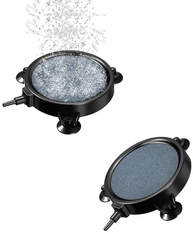 REYIN-CHHN 2 st 10 cm rund luftsten skiva med sugkoppar, akvariebubbla diffusor luftare för akvarium och hydroponik