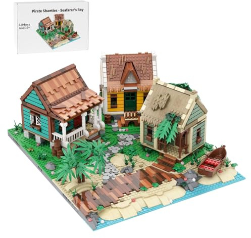 Vectolbricks Piraten Hafen Hütte Bausteine Set, Seaside Harbor Shack Küstenstadt Klemmbausteine Modell, Maritime Hafen Szene Sammlermodell für Erwachsene (3298 Teile)