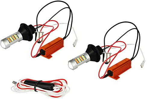 TABEN 1156 BA15S P21/5W 7506 Switchback LED avec lentille de projecteur Blanc/Ambre Double Couleur 2835 42SMD Ampoules LED Clignotants Lampe de Frein Lumière de Jour Feux de Jour 12V (Pack de 2)
