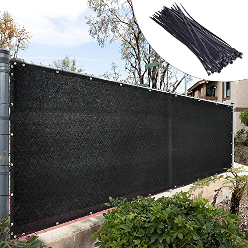 Royal Shade 6' x 50' Black Fence Privacy Screen Cover Windscreen with Heavy Duty Brass Grommets - Cable Zip Ties Include (We Make Custom Size)