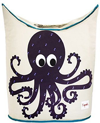 3 Sprouts Wäschekorb Kinder, faltbar, Canvas, Griffe, leicht, Oktopus
