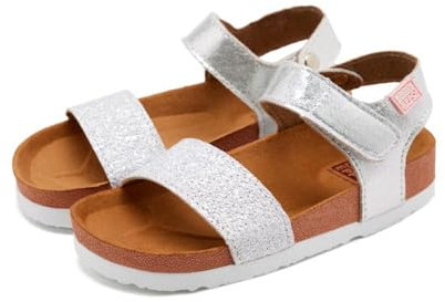 GIOSEPPO MOERS - Sandalias deportivas con punta abierta para Niñas, Aptas para el Agua, Cierre ajustable al tobillo, Color Plata, 30 EU