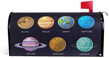Linomo Magnetic Mailbox Cover Universe Galaxy Space Planet System Mailbox Wrap Post Letter Box Cover Home Garden Yard Outdoor Deco for Oversized Size 25.5 X 21 Inch