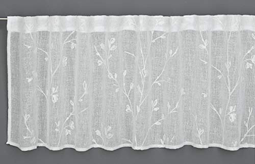 Gardinia Bistro-Gardine mit verdeckten Schlaufen, Transparente Schiebegardine, Stickerei, 140 x 45 cm, Natur